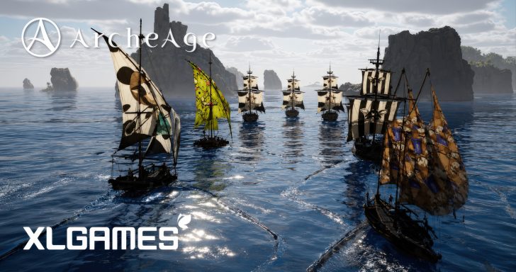 ArcheAge S ships sailing on open ocean
