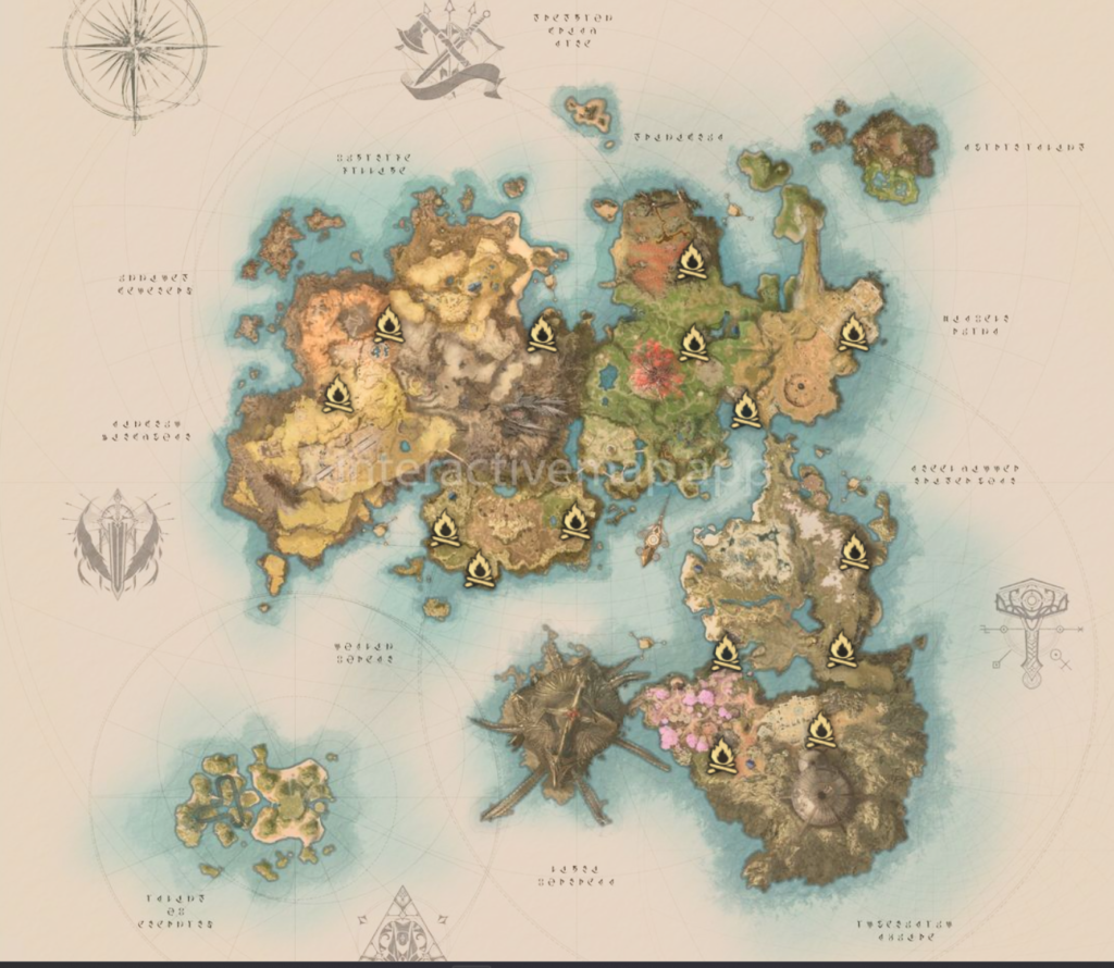 Mapa interactivo de AION 2 con strongholds de Altgard para Spacetime Rift Domination